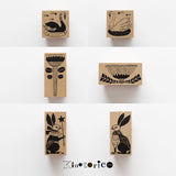 Kinotrico 스탬프 백조 검은 새 검은 새끼 토끼 꽃 별 토끼