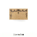 Kinotorico キノトリコ スタンプ Frame-drape フレーム 枠 カーテン リボン レース ドレープ 飾り デコレーション パーティ お祝い はんこ かわいい レトロ クラシック 洋書 ギフト 手帳 メモ