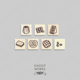KNOOPWORKS クノープワークス スタンプ 7個セット ミニサイズスイーツ カヌレ/チョコレート/フルーツサンド/ビスケット/プレッツェル/ワッフル/コーヒー豆