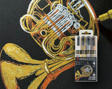 くれたけ 呉竹 ZIG Cartoonist MANGAKA OPAQUE LINER 4V WHITE GOLD SILVER COPPER ホワイト ゴールド シルバー カッパー 4色セット 不透明 水性顔料 インク 耐光性 重ね塗り ジグ CNMOL/4V