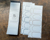 大枝活版室 OEDA LETTERPRESS 5 frame label book ラベルブック Bronze & Dark blue Silver & Red Green & Black Purple & beige Light green & beige ラベル メモ メモ帳 カード メッセージカード 手帳 ミシン目 活版印刷 コラージュ