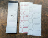 大枝活版室 OEDA LETTERPRESS 5 frame label book ラベルブック Bronze & Dark blue Silver & Red Green & Black Purple & beige Light green & beige ラベル メモ メモ帳 カード メッセージカード 手帳 ミシン目 活版印刷 コラージュ