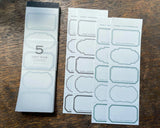 大枝活版室 OEDA LETTERPRESS 5 frame label book ラベルブック Bronze & Dark blue Silver & Red Green & Black Purple & beige Light green & beige ラベル メモ メモ帳 カード メッセージカード 手帳 ミシン目 活版印刷 コラージュ