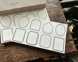 大枝活版室 OEDA LETTERPRESS 8 shape labelbook ラベルブック Frame Black Bronze Darkblue フレーム ブラック ブロンズ ダークブルー ラベル メモ メモ帳 カード メッセージカード 手帳 ミシン目 活版印刷 コラージュ