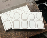 大枝活版室 OEDA LETTERPRESS 8 shape labelbook ラベルブック Frame Black Bronze Darkblue フレーム ブラック ブロンズ ダークブルー ラベル メモ メモ帳 カード メッセージカード 手帳 ミシン目 活版印刷 コラージュ