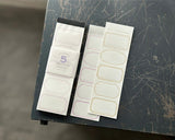 大枝活版室 OEDA LETTERPRESS 5 frame label book ラベルブック Bronze & Dark blue Silver & Red Green & Black Purple & beige Light green & beige ラベル メモ メモ帳 カード メッセージカード 手帳 ミシン目 活版印刷 コラージュ