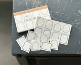 大枝活版室 OEDA LETTERPRESS 8 shape labelbook ラベルブック Frame Black Bronze Darkblue フレーム ブラック ブロンズ ダークブルー ラベル メモ メモ帳 カード メッセージカード 手帳 ミシン目 活版印刷 コラージュ