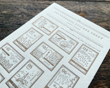 大枝活版室 OEDA LETTERPRESS sticker sheet ステッカーシート STAMP Bronze Darkblue スタンプ ブロンズ ダークブルー ステッカー シール シールシート 活版印刷 ギフト手帳 コラージュ