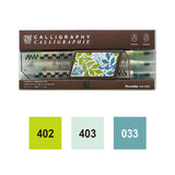 くれたけ 呉竹 ZIG メモリーシステムカリグラフィー 3色 セット Blue Green Kiwi Mint Orange Brown Platinum Blue Rose Pink Violet Pink カリグラフィー用マーカー 水性顔料 水性 カラーペン