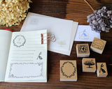 大枝活版室 コラボ オリジナルスタンプ 季節のリース 希望の木 鳥の切手 エンべロップ メッセージバード はんこの日 別注 オリジナル スタンプ はんこ ハンコ かわいい フレーム 封筒 ギフト 手帳 メモ