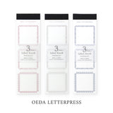 大枝活版室 OEDA LETTERPRESS 3 pattern labelbook mini ラベルブック Red Bronze Darkblue レッド ブロンズ ダークブルー ラベル メモ メモ帳 カード メッセージカード 手帳 ミシン目 活版印刷 コラージュ