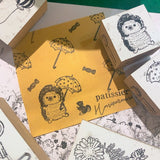 パティシエハリネズミ スタンプ 30×30mm ハリネズミのハリー 上半身 パンダのコロロ 寝転び 切り株 傘 クッキー缶 うさぎのモカ 角っこお花 うさぎ かわいい おしゃれ