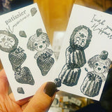 パティシエハリネズミ スタンプ 30×30mm カヌレ ころりんハリー ケーキ 足付きの台 月 太陽 マルプーのミルク ミモザのブーケ 鉛筆ハリー ハリネズミ かわいい おしゃれ