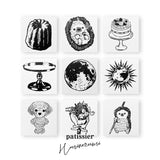 パティシエハリネズミ スタンプ 30×30mm カヌレ ころりんハリー ケーキ 足付きの台 月 太陽 マルプーのミルク ミモザのブーケ 鉛筆ハリー ハリネズミ かわいい おしゃれ