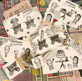 パティシエハリネズミ スタンプ 30×30mm チョコレート缶 蓋 パン焼き窯 カート ブラックベア シバ犬のそら豆ちゃん お買い物バッグ プレゼントの箱 クマ 柴犬 ボックス かわいい おしゃれ