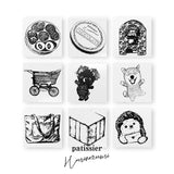 Pâtissier Hérisson Timbre 30x30mm Couvercle En Boîte De Chocolat Four À Pain Chariot Ours Noir Shiba Inu Fève Sac De Courses Présent Lettre Harry