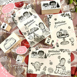 パティシエハリネズミ スタンプ 40×20mm thankyou i wish you happiness フランスパン ピクニック パントレー 平テーブル ガラスドーム ハリーの店と家 かわいい おしゃれ