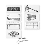 パティシエハリネズミ スタンプ 40×20mm カウンターテーブル すべり台 ケーキ箱 お店のショーケース 四角テーブル スクエアショーケース プレゼントの蓋 パティスリー かわいい おしゃれ