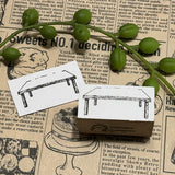 パティシエハリネズミ スタンプ 40×20mm カウンターテーブル すべり台 ケーキ箱 お店のショーケース 四角テーブル スクエアショーケース プレゼントの蓋 パティスリー かわいい おしゃれ