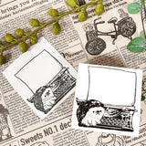 パティシエハリネズミ スタンプ 58×58mm 座り心地のいい椅子 パールのフレーム ブランコ タイプライター ハリー ガーベラ オーバルのお皿 お店のテーブル アンティークのドア 自転車でパンの配達