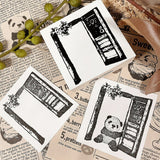 パティシエハリネズミ スタンプ 58×58mm 座り心地のいい椅子 パールのフレーム ブランコ タイプライター ハリー ガーベラ オーバルのお皿 お店のテーブル アンティークのドア 自転車でパンの配達