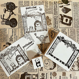 パティシエハリネズミ スタンプ 58×58mm キッチンカー レモンリース 森の出窓 トランク トランク中身 パンのパン屋さん ケーキのケーキ屋さん ディスプレイラック パンのお布団ベッド フレーム 枠