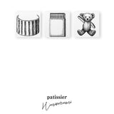 パティシエハリネズミ スタンプ 30×30mm 丸箱 テディベアママ マッチ箱 かわいい おしゃれ プレゼントボックス 帽子箱 ハットボックス くま ぬいぐるみ テディベア びっくり箱