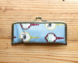 るぅの がま口ペンケース 猫の街 手鏡 猫の顔 ねこ ネコ 猫 がま口 ペンケース 筆箱 筆入れ ポーチ ネイビー ブルー グレー おしゃれ ハンドメイド カジュアル RUNO Pen case Neko cat