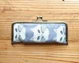 るぅの がま口ペンケース 猫の街 手鏡 猫の顔 ねこ ネコ 猫 がま口 ペンケース 筆箱 筆入れ ポーチ ネイビー ブルー グレー おしゃれ ハンドメイド カジュアル RUNO Pen case Neko cat