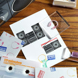 TO-MEI HAN クリアスタンプ 写実 ラジカセ 80’s SH-25 写実 ラジカセ 80年代 はんこ 手帳 スタンプ 伝言 メモ トライグラム tri-gram