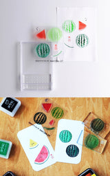 TO-MEI HAN Klarer Stempel, mehrfarbig, geschichtet, Obst, Erdbeere, Kiwi, Kiefer, Wassermelone, Mandarine, frische Zitrone, frischer Apfel, Acryl im Lieferumfang enthalten