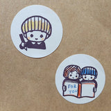 とみこはん TOMIKOHAN スタンプ 3センチ 3cm 30mm 2人で読書 タコウインナー相合傘 ペンのりねこ 頭がクリームソーダ はんこ ハンコ stamp