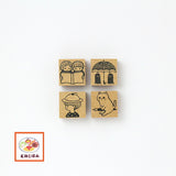 とみこはん TOMIKOHAN スタンプ 3センチ 3cm 30mm 2人で読書 タコウインナー相合傘 ペンのりねこ 頭がクリームソーダ はんこ ハンコ stamp