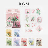 BGM クリアシール 庭園郵便局 ピンク イエロー ブルー グリーン ラベンダー レッド 切り花 ドライフラワー 10デザインx3枚(30枚) ビージーエム 手帳 ギフト