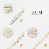 BGM マスキングテープ Life 箔押し 15mm 1.5cm 15ミリ マステ デスクの風景 パーティーガーランド レース・ピンクチェック ビージーエム 手帳 ギフト