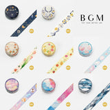 BGM マスキングテープ Life 15mm 1.5cm 1.5センチ幅 箔押し 星降る夜に 花信風 花咲く ビタミン 海の唄 小さなコスモ 打上花火 江戸物語 マステ 手帳 ギフト