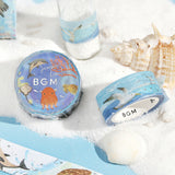 BGM ビージーエム 夏限定 マスキングテープ 15mm 1.5cm 1.5センチ 15ミリ幅 かもめ 縁日 夏桃 向日葵 数量 限定 マステ ギフトカード 手帳 コラージュ 素材