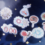 BGM ビージーエム フレークシール 箔押し 夏限定 2023 Limited 午後の風鈴 夏のスイーツ 海の物語 花火大会 15デザインx3枚(45枚) ギフト カード 手帳