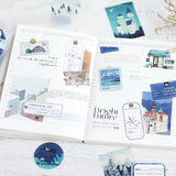 BGM トレーシングペーパーシール 島での出会い グリーン ピンク ブルー ホワイト ラベンダー イエロー レッド ネービー 15デザインx3枚(45枚) ギフト カード 手帳 ネイビー ビージーエム