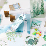 BGM トレーシングペーパーシール 島での出会い グリーン ピンク ブルー ホワイト ラベンダー イエロー レッド ネービー 15デザインx3枚(45枚) ギフト カード 手帳 ネイビー ビージーエム