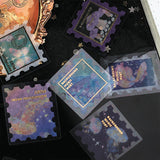 BGM ビージーエム フレークシール 箔押し 郵便局・夜の図鑑 散歩道 動物の森 銀河ツアー 15デザインx3枚(45枚) ギフト カード 手帳