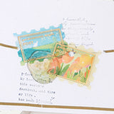 BGM ビージーエム フレークシール 箔押し 郵便局・夜の図鑑 散歩道 動物の森 銀河ツアー 15デザインx3枚(45枚) ギフト カード 手帳