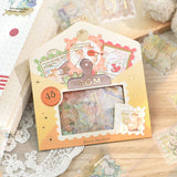 BGM ビージーエム フレークシール 箔押し 郵便局・夜の図鑑 散歩道 動物の森 銀河ツアー 15デザインx3枚(45枚) ギフト カード 手帳