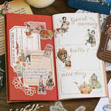 BGM ビージーエム フレークシール 和紙 箔押し アルプス物語 茶 赤 青 緑 ギフト 15デザインx3枚(45枚) ギフト カード 手帳