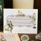 BGM ビージーエム フレークシール 和紙 箔押し アルプス物語 茶 赤 青 緑 ギフト 15デザインx3枚(45枚) ギフト カード 手帳