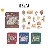 BGM ビージーエム フレークシール 和紙 箔押し アルプス物語 茶 赤 青 緑 ギフト 15デザインx3枚(45枚) ギフト カード 手帳