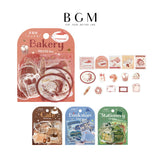 BGM ビージ-エム トレーシングペーパーシール 休日のお店巡り 45枚入り ベーカリー カフェ 本屋 文房具 かわいい ギフト カード 手帳
