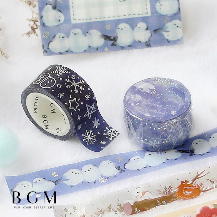 Winter Snow Festival - BGM Washi Tape 20mm Masking Tape Foil Stamping