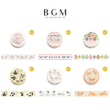 BGM マスキングテープ Life 箔押し 15mm 1.5cm 1.5センチ 15ミリ幅 マステ 愛しい花 ビンテージ刺繍 カラフル雑貨 パンダ楽園 走るペンギン 葉っぱとキツネ ビージーエム