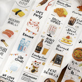 BGM ビージ-エム マスキングテープ 30mm 3cm 3センチ 3ミリ幅 今日のメニュー 幅広 食べ物 アルファベット 文字入り ピザ 寿司 ギフト マステ カード 手帳